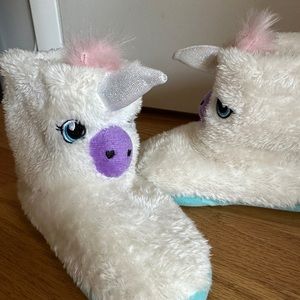 Unicorn plush slippers